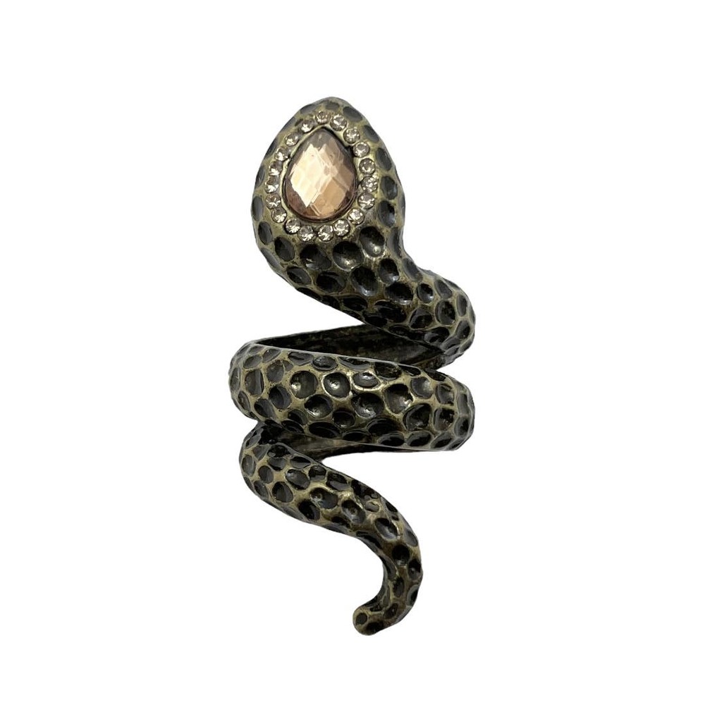 Vintage Statement Snake Ring Citrine Stone Size 9 - image 1